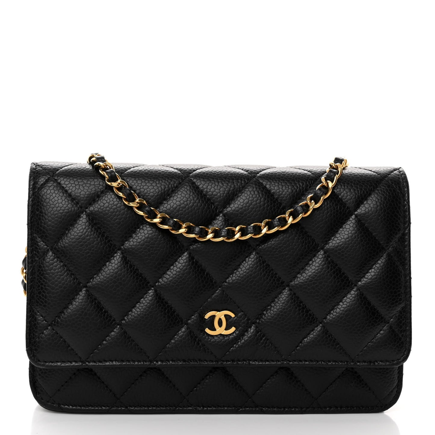 Caviar Quilted Wallet on Chain WOC Black