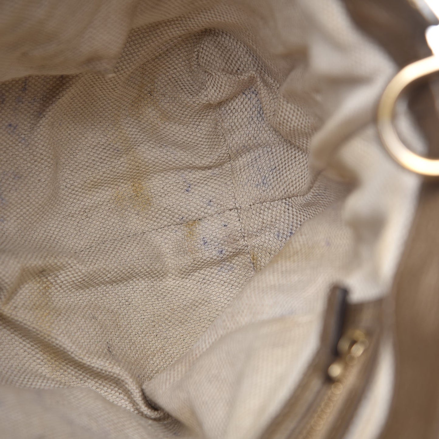 Metallic Cellarius Calfskin Small Soho Top Handle Satchel Golden Beige