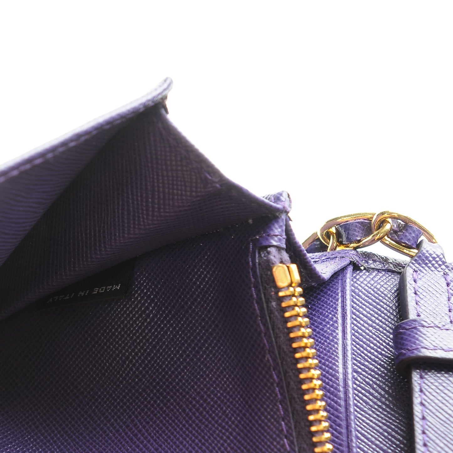 Saffiano Metal Oro Chain Wallet Viola