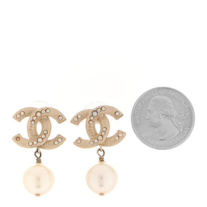 Chanel Pearl CC Drop Earrings Light Gold 2 of 4