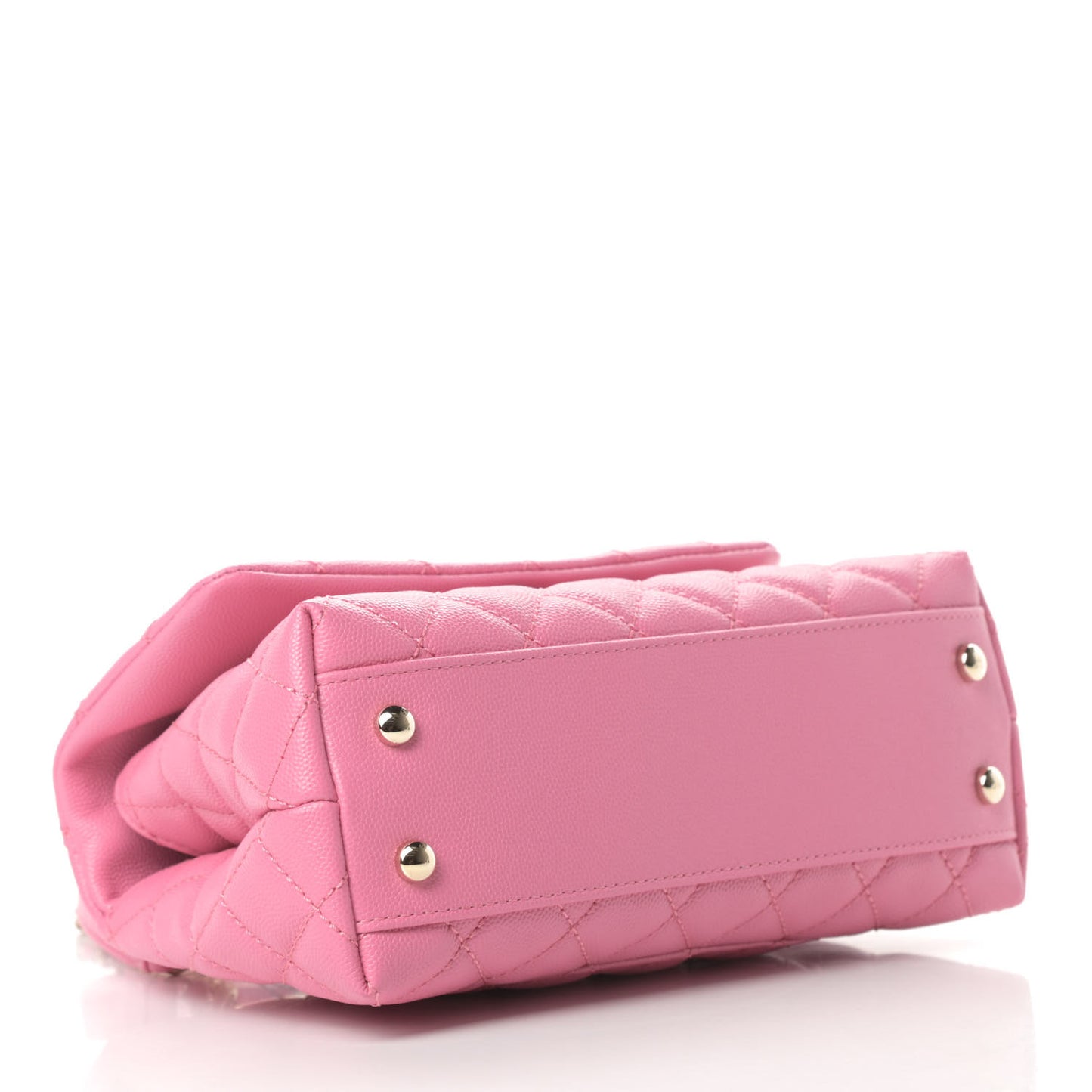 Caviar Lizard Embossed Quilted Mini Coco Handle Flap Pink