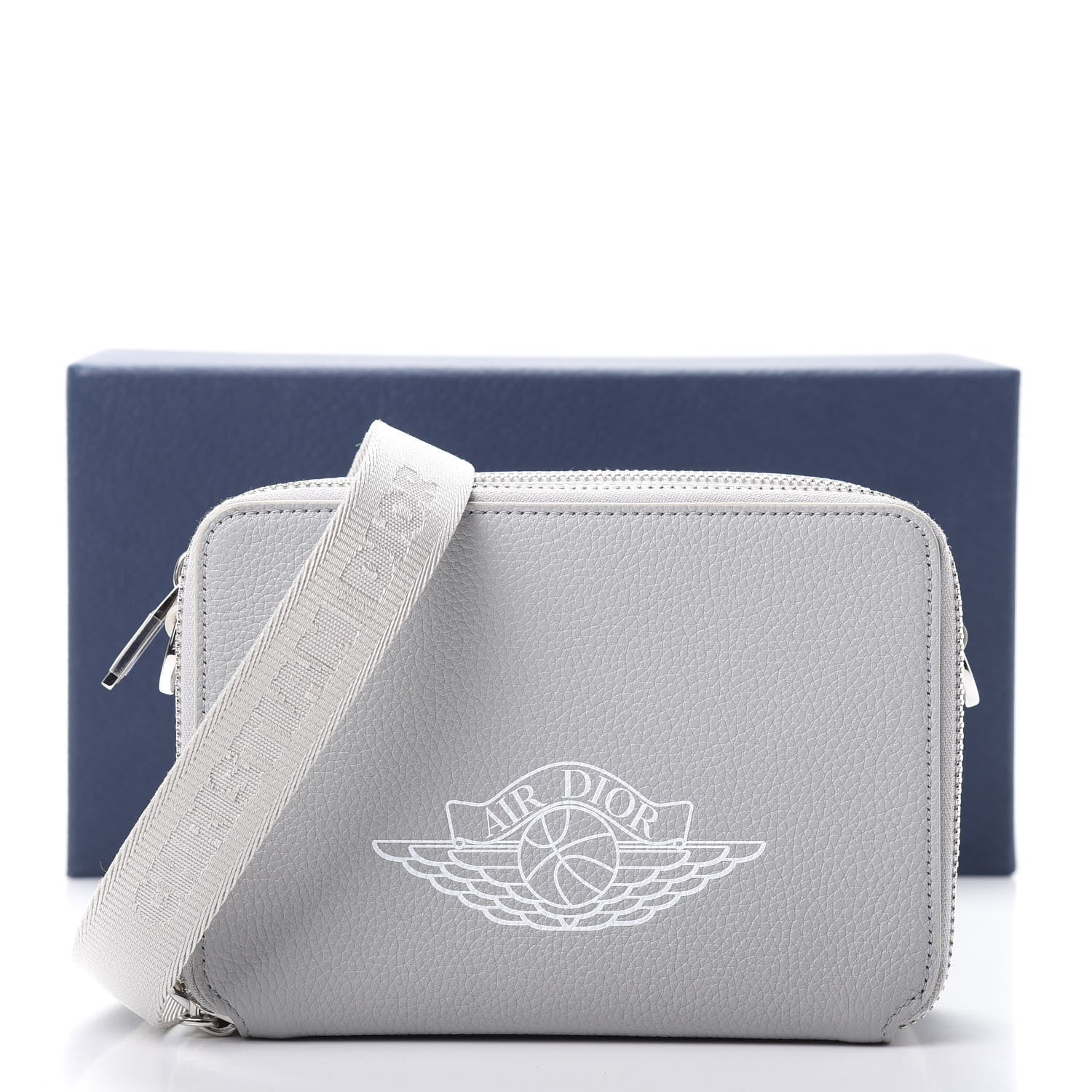 Christian Dior X AIR JORDAN Grained Calfskin Crossbody Grey 12 of 12