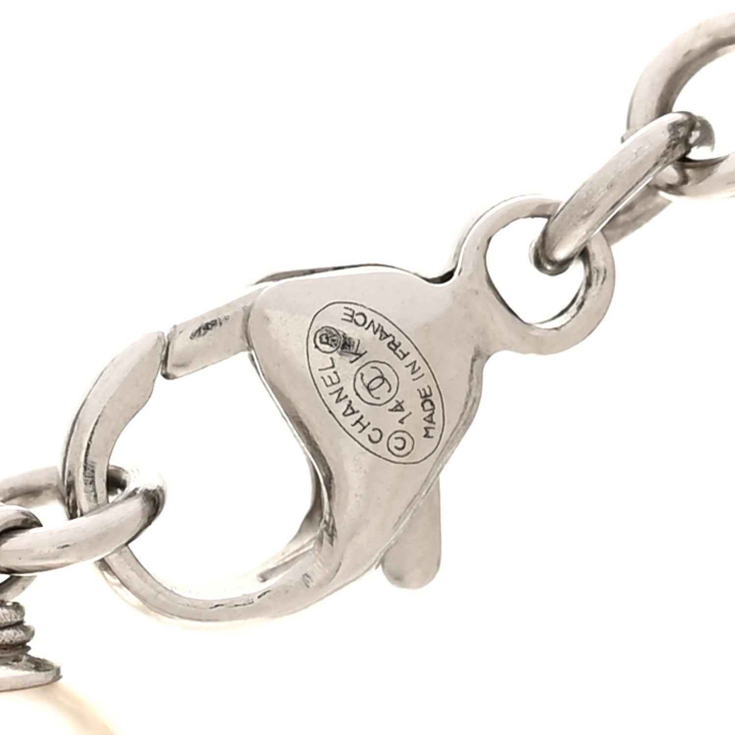 Chanel Baguette Crystal Pearl CC Necklace Silver 5 of 5