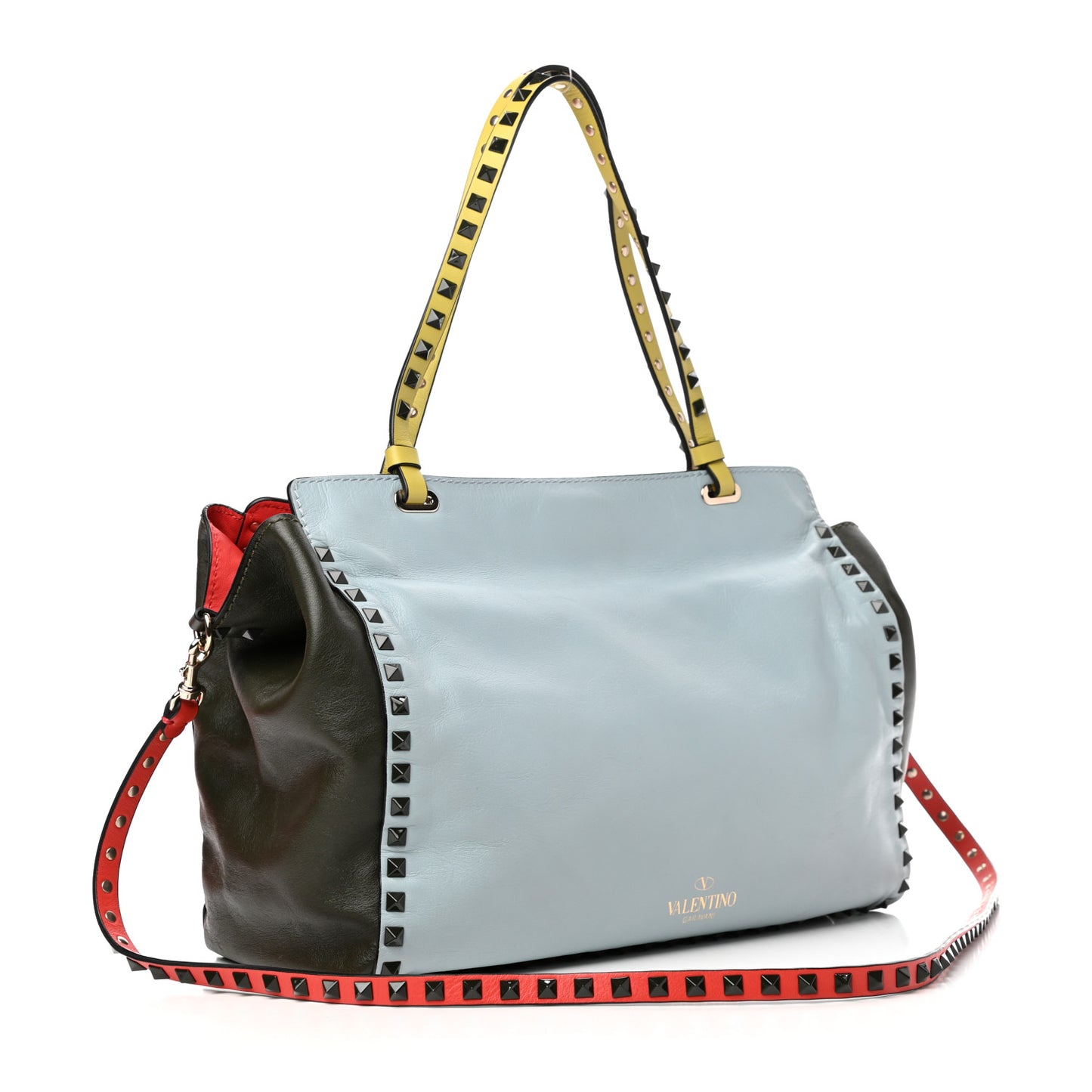 Vitello Colorblock Medium Rockstud Tote Multicolor