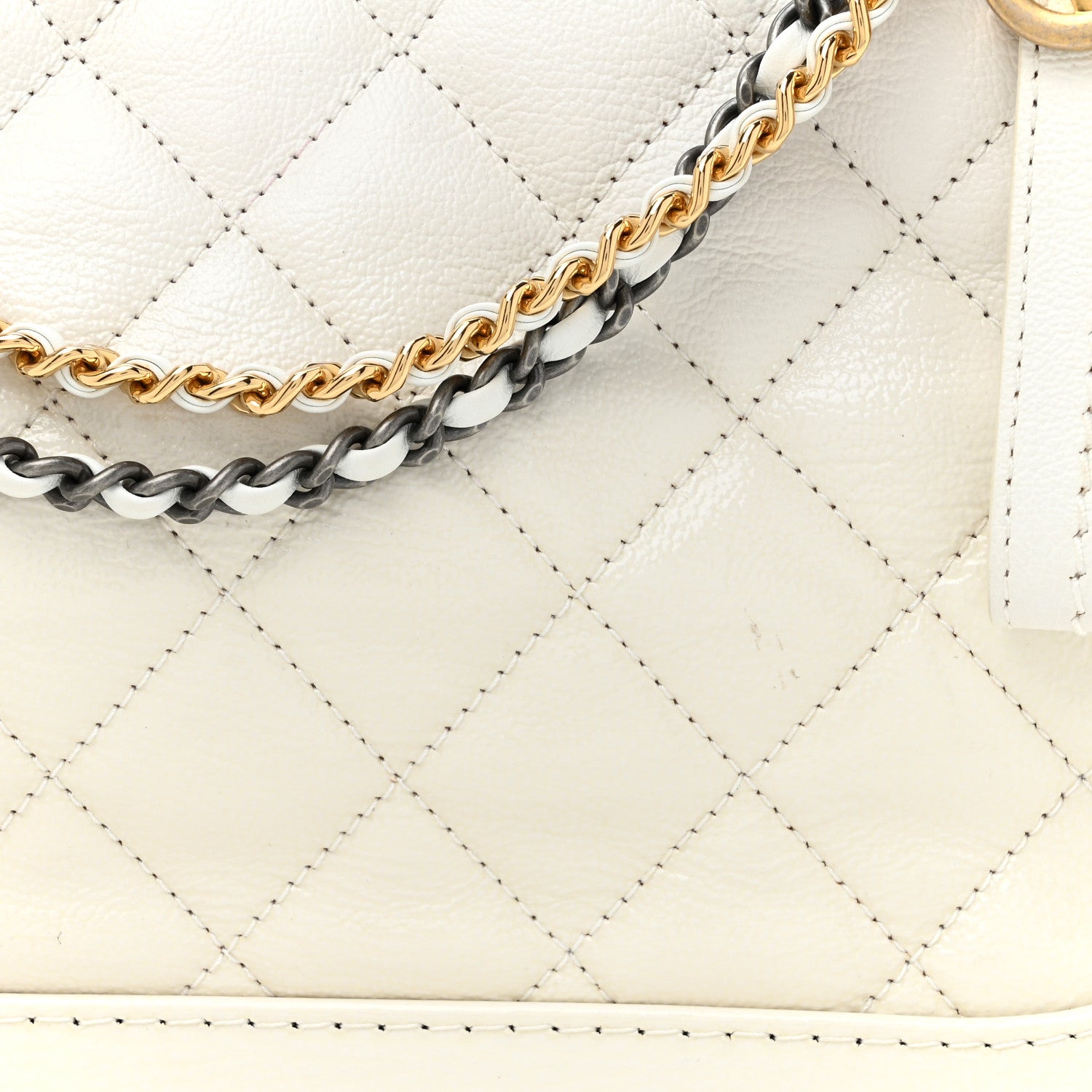 Chanel Patent Goatskin Quilted Medium Gabrielle Hobo White 8 of 13