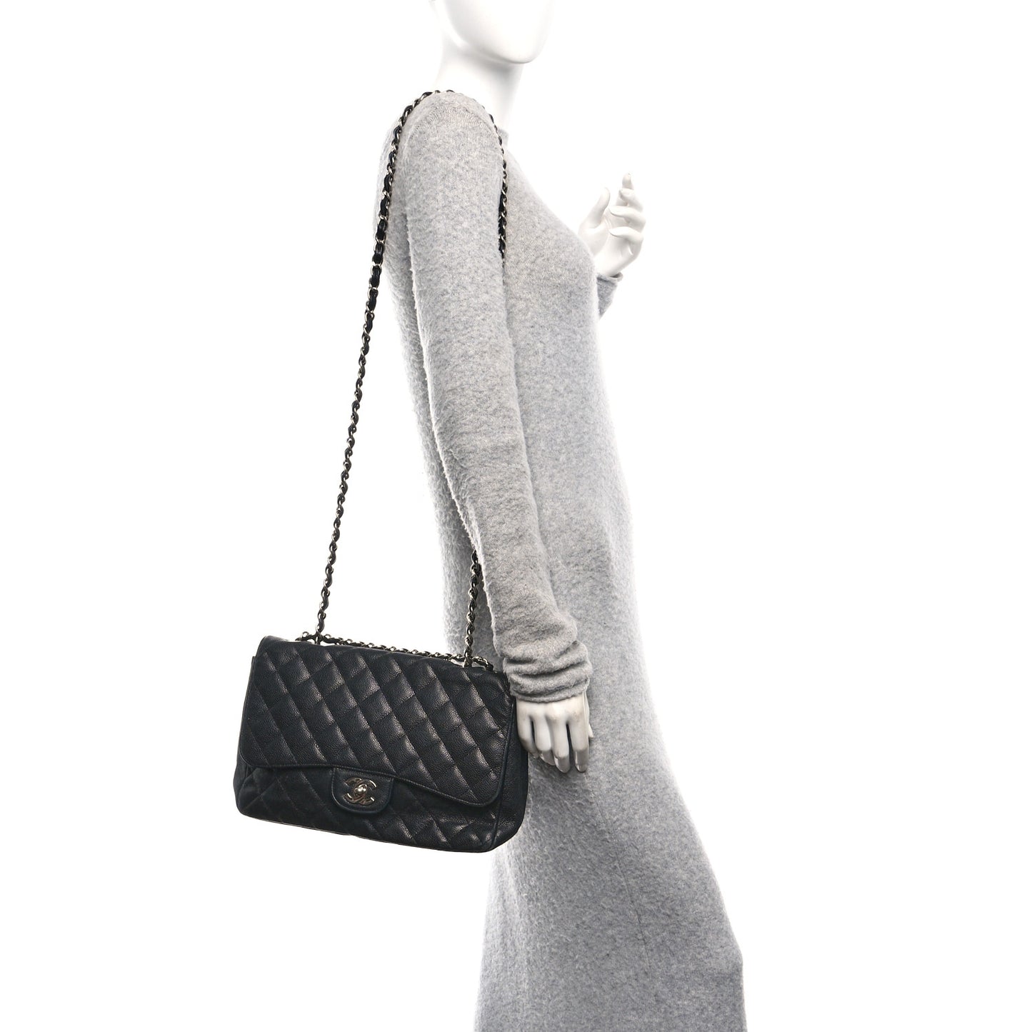 Caviar Quilted Jumbo Single Flap Black