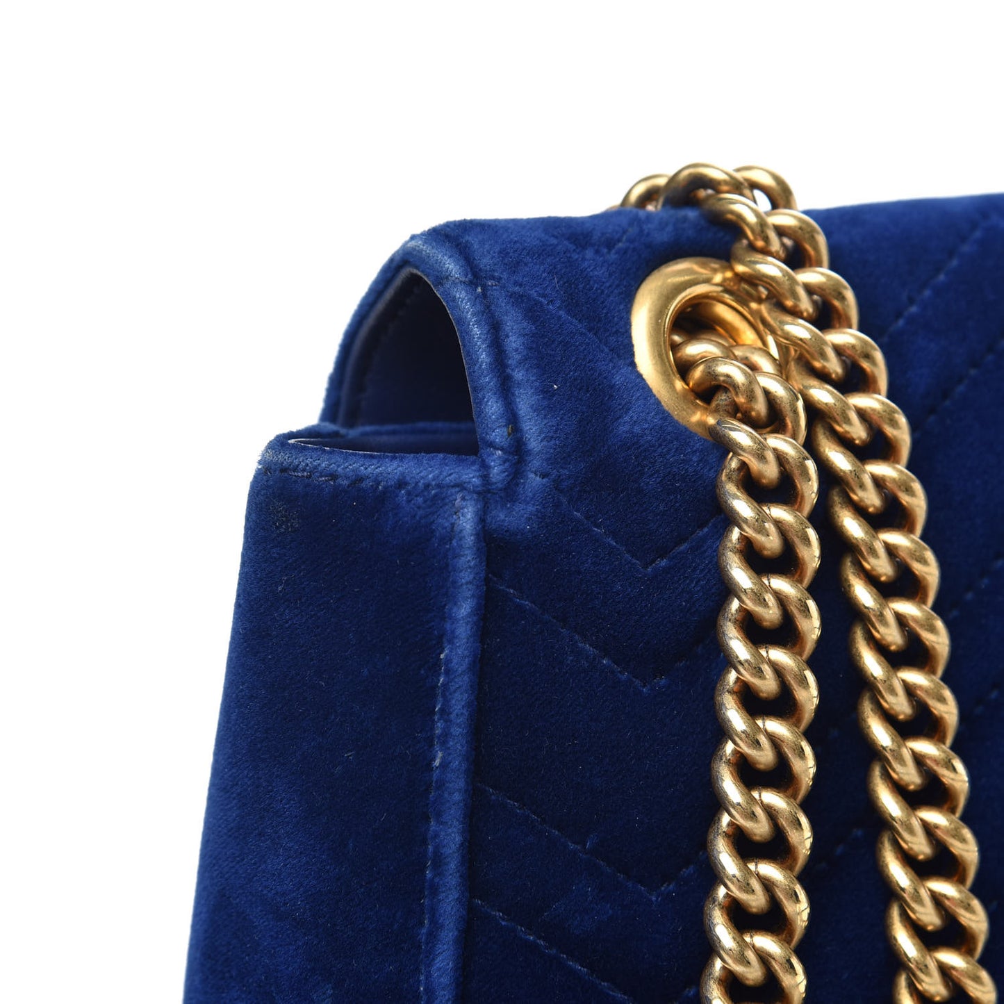 Velvet Matelasse Medium GG Marmont Shoulder Bag Cobalt Blue