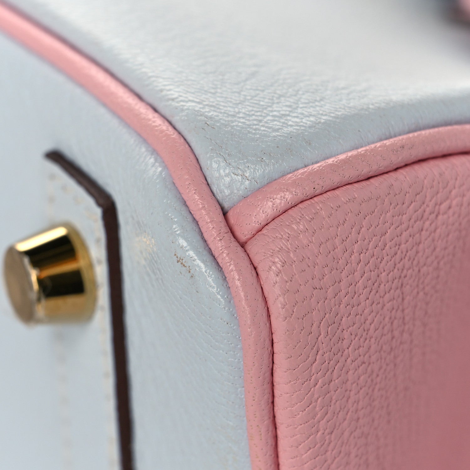 Hermes Chevre Mysore Horseshoe Birkin 25 Bleu Brume Rose Sakura 9 of 11