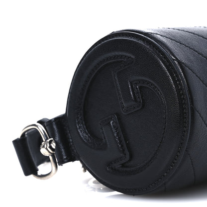 Gucci Sakai Be Green Calfskin Diagonal Stitched Mini Blondie Barrel Shoulder Bag Black 9 of 10