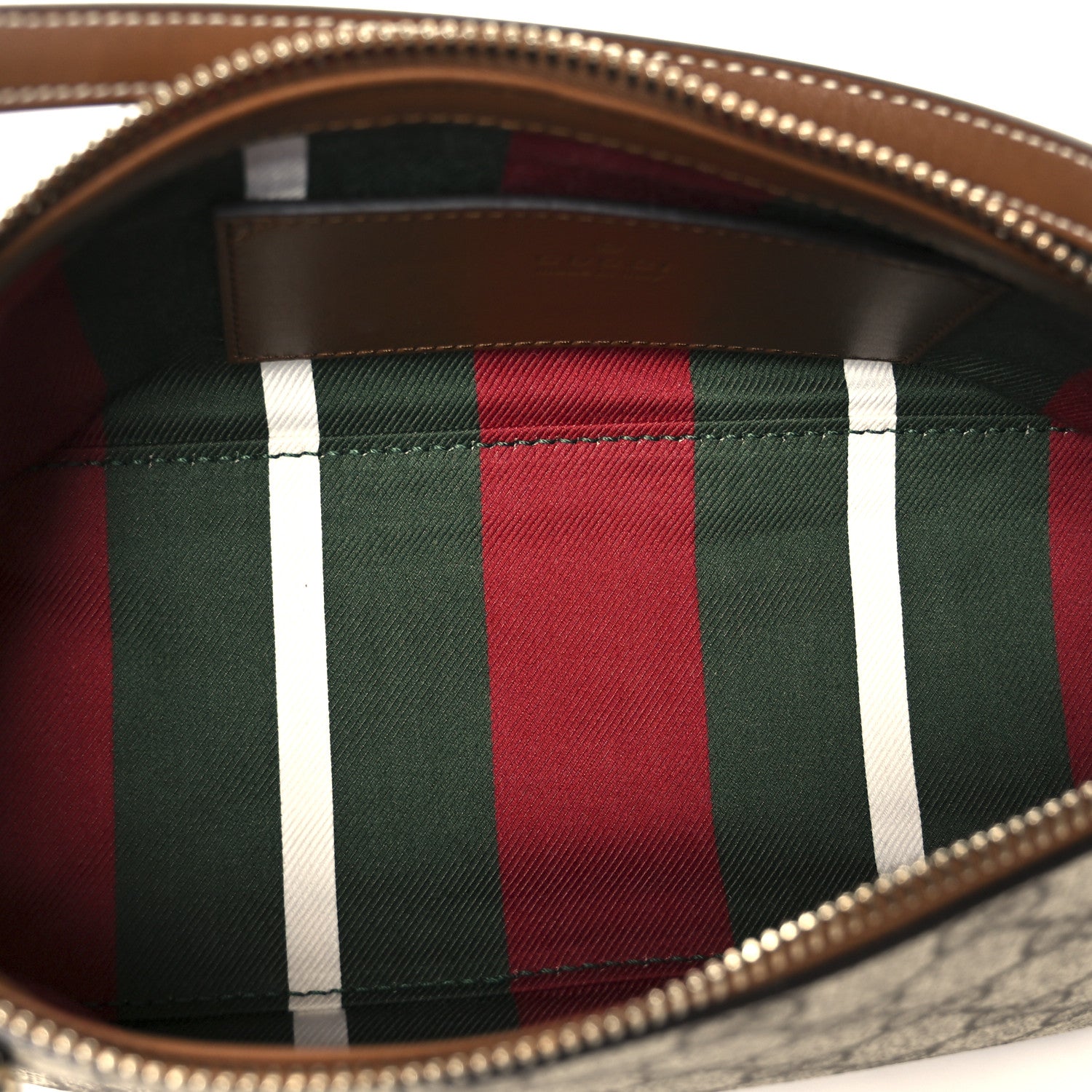 Gucci GG Supreme Monogram Emblem Small Shoulder Bag Beige Dark Brown 5 of 11