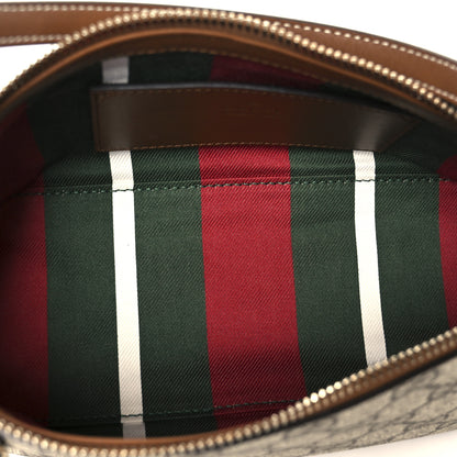 Gucci GG Supreme Monogram Emblem Small Shoulder Bag Beige Dark Brown 5 of 11