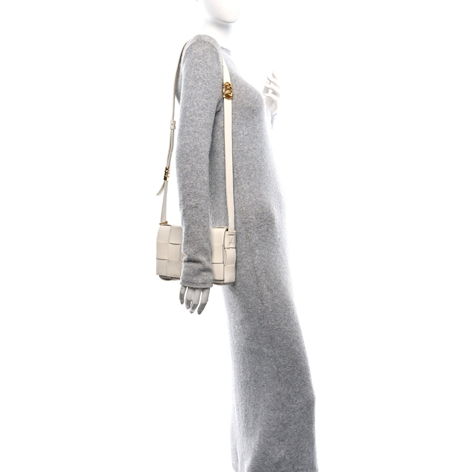 Bottega Veneta Grained Calfskin Maxi Intrecciato Cassette Crossbody Bag White 2 of 12