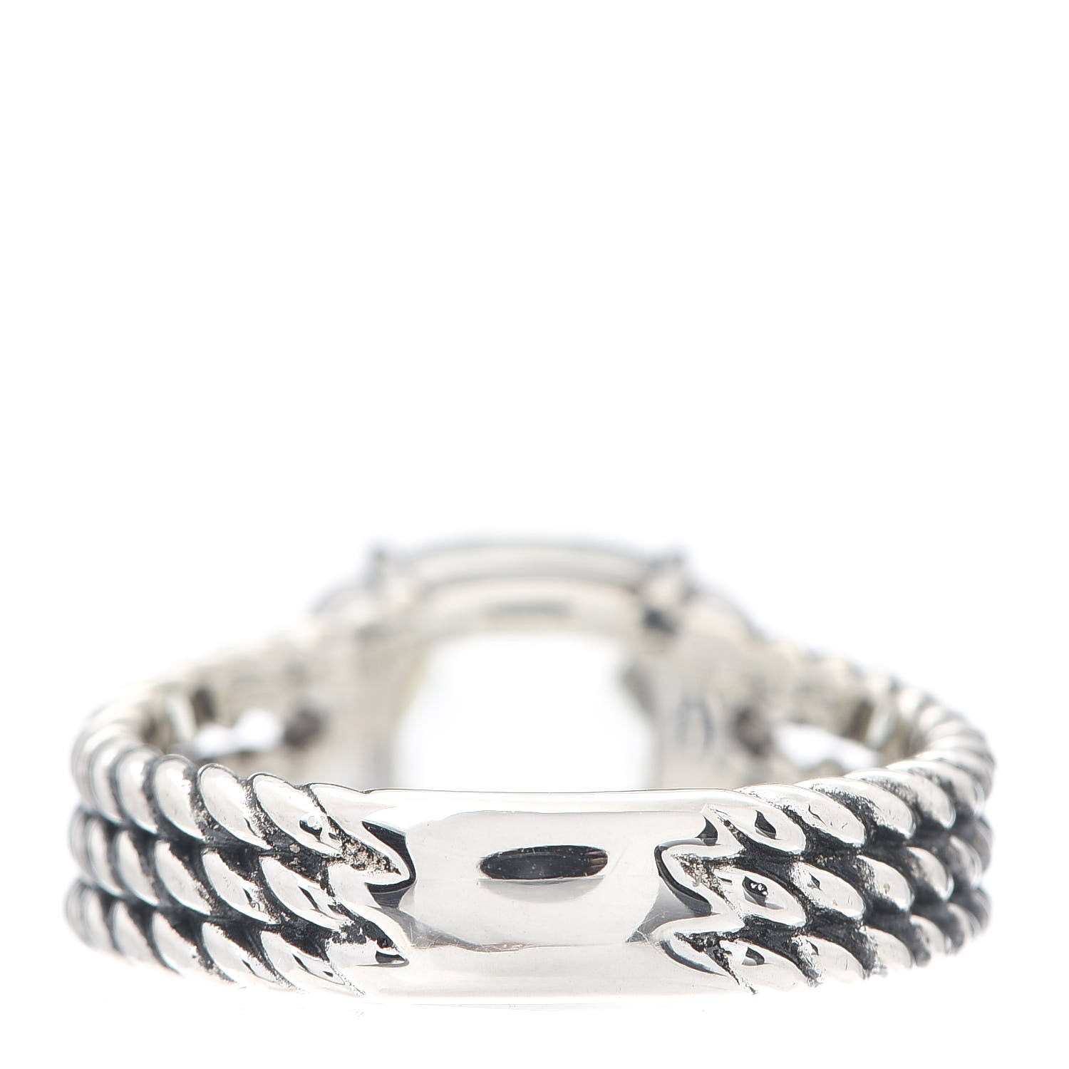 David Yurman Sterling Silver Diamond Prasiolite 10mm Petite Wheaton Ring 51 5.75 3 of 4