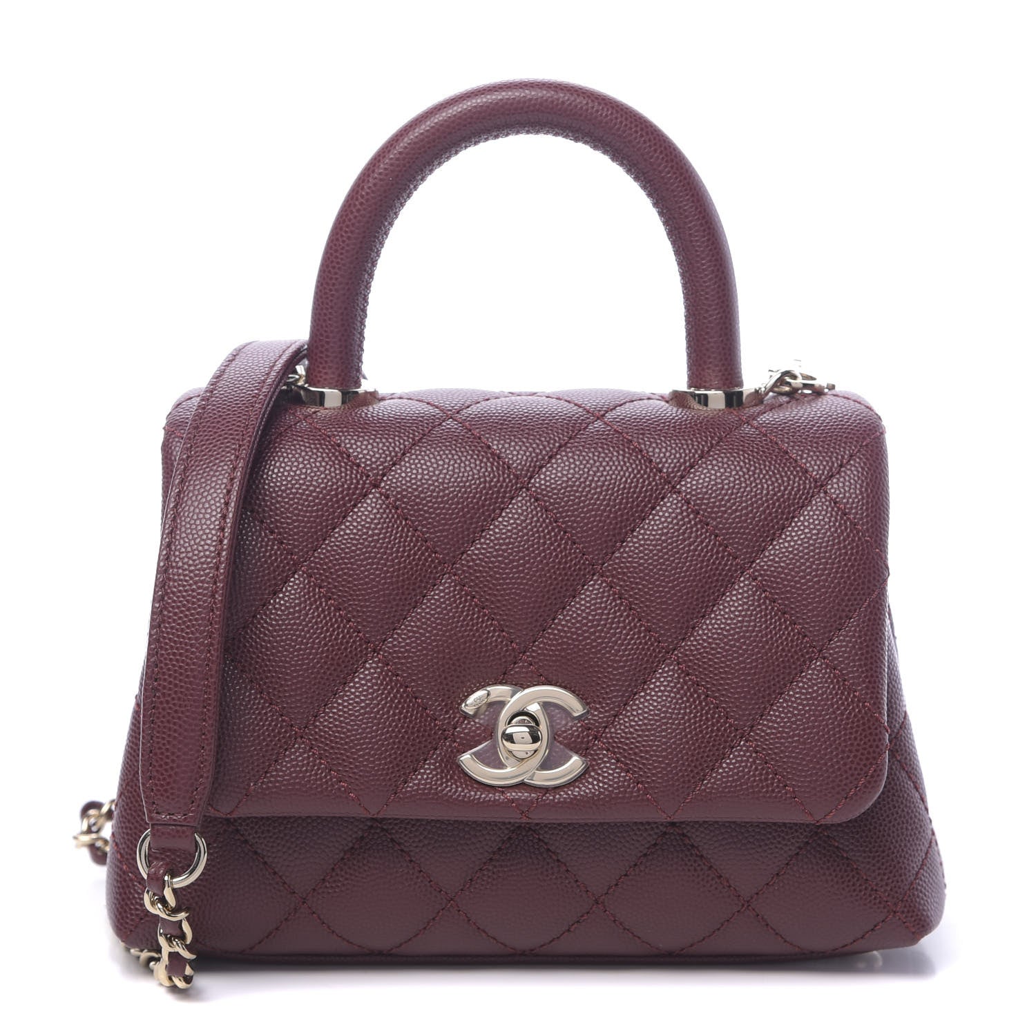 Chanel Caviar Quilted Extra Mini Coco Handle Flap Burgundy 1 of 10