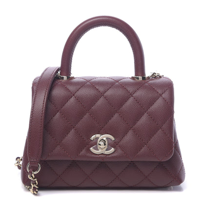 Chanel Caviar Quilted Extra Mini Coco Handle Flap Burgundy 1 of 10
