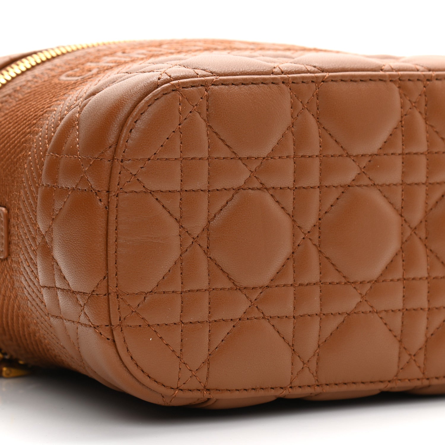 Christian Dior Lambskin Cannage Small Diortravel Vanity Case Cognac 8 of 9