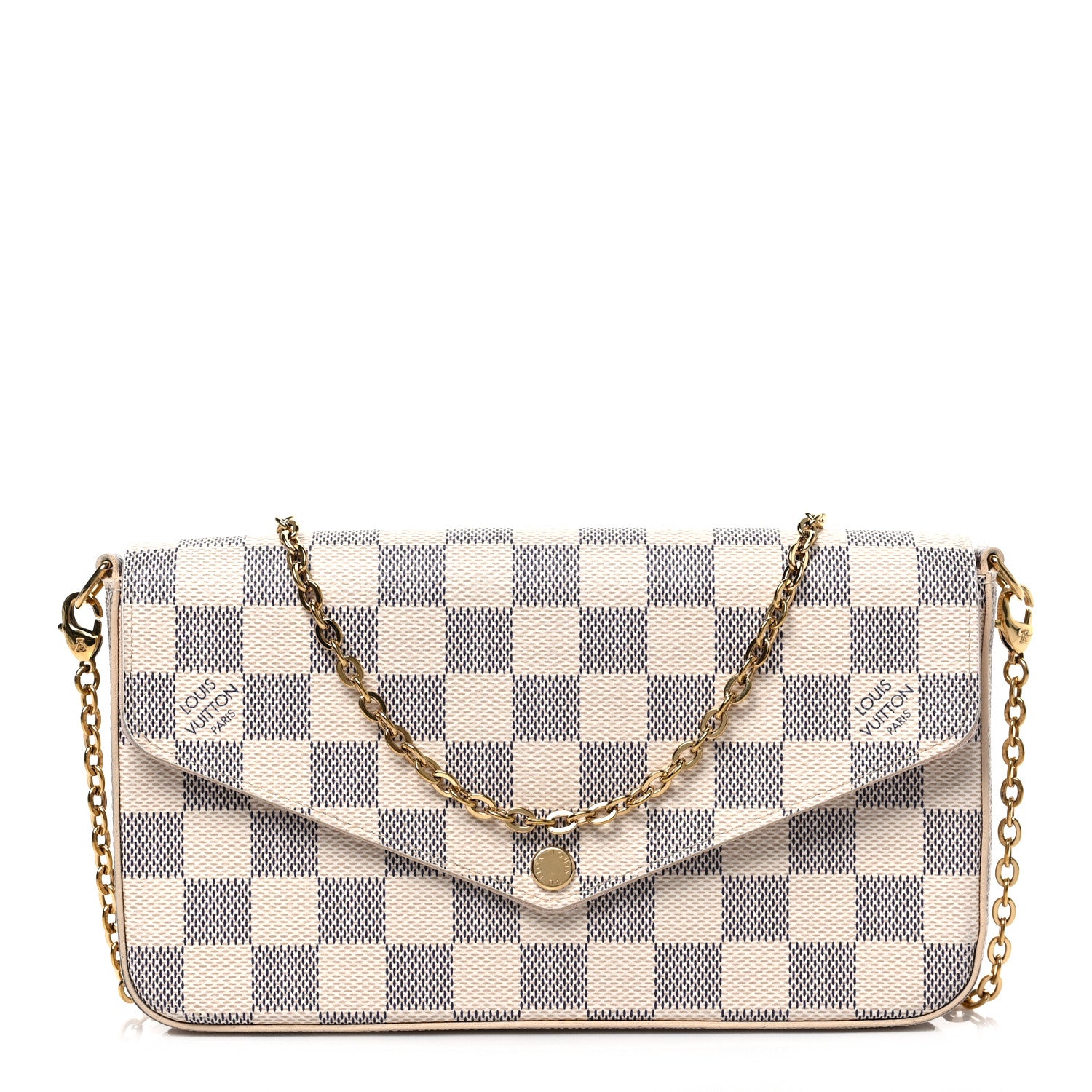 Louis Vuitton Damier Azur Pochette Felicie Chain Wallet Rose Ballerine 3 of 9