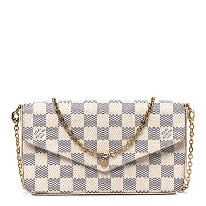 Louis Vuitton Damier Azur Pochette Felicie Chain Wallet Rose Ballerine 3 of 9