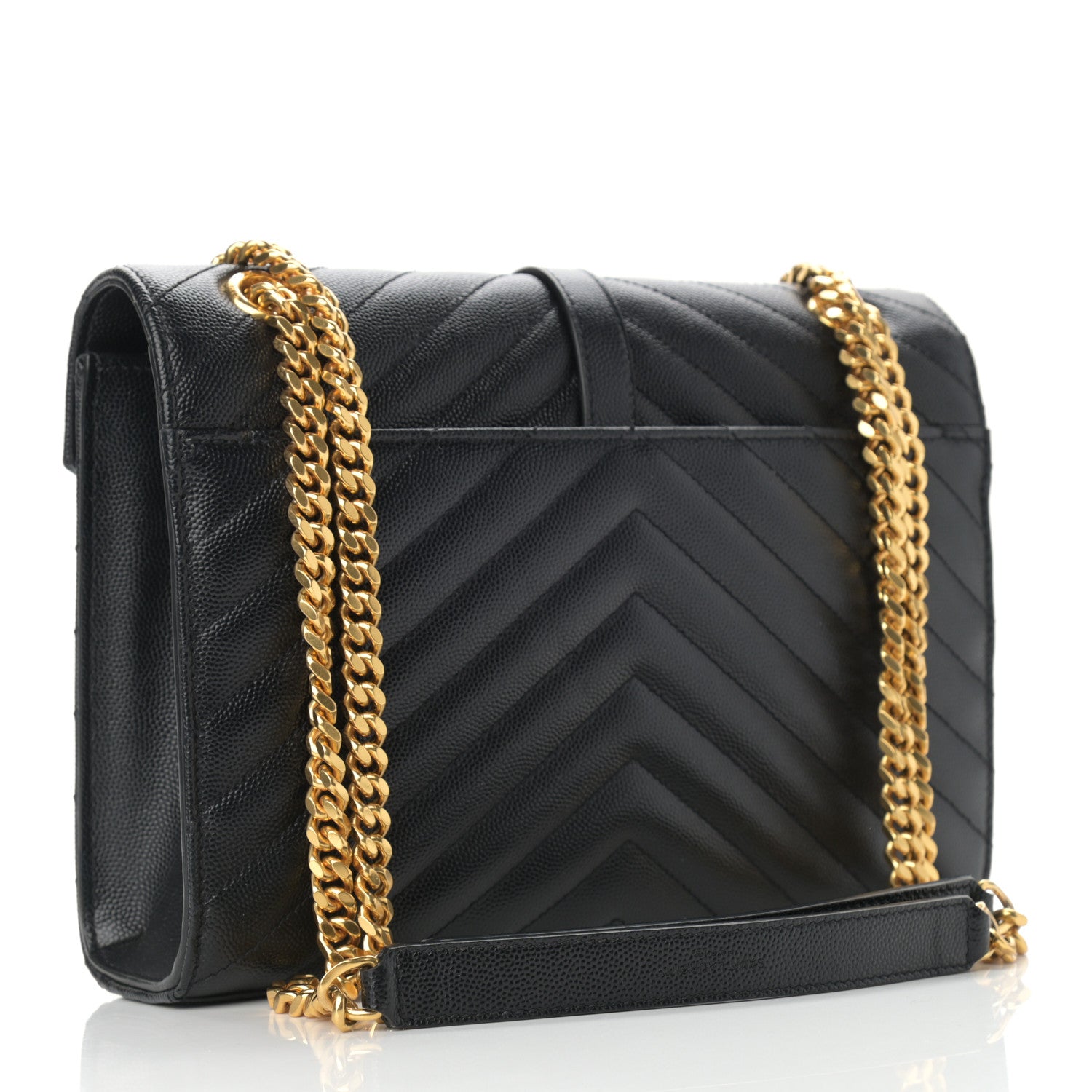 Saint Laurent Grain De Poudre Matelasse Chevron Medium Monogram Satchel Black 3 of 9