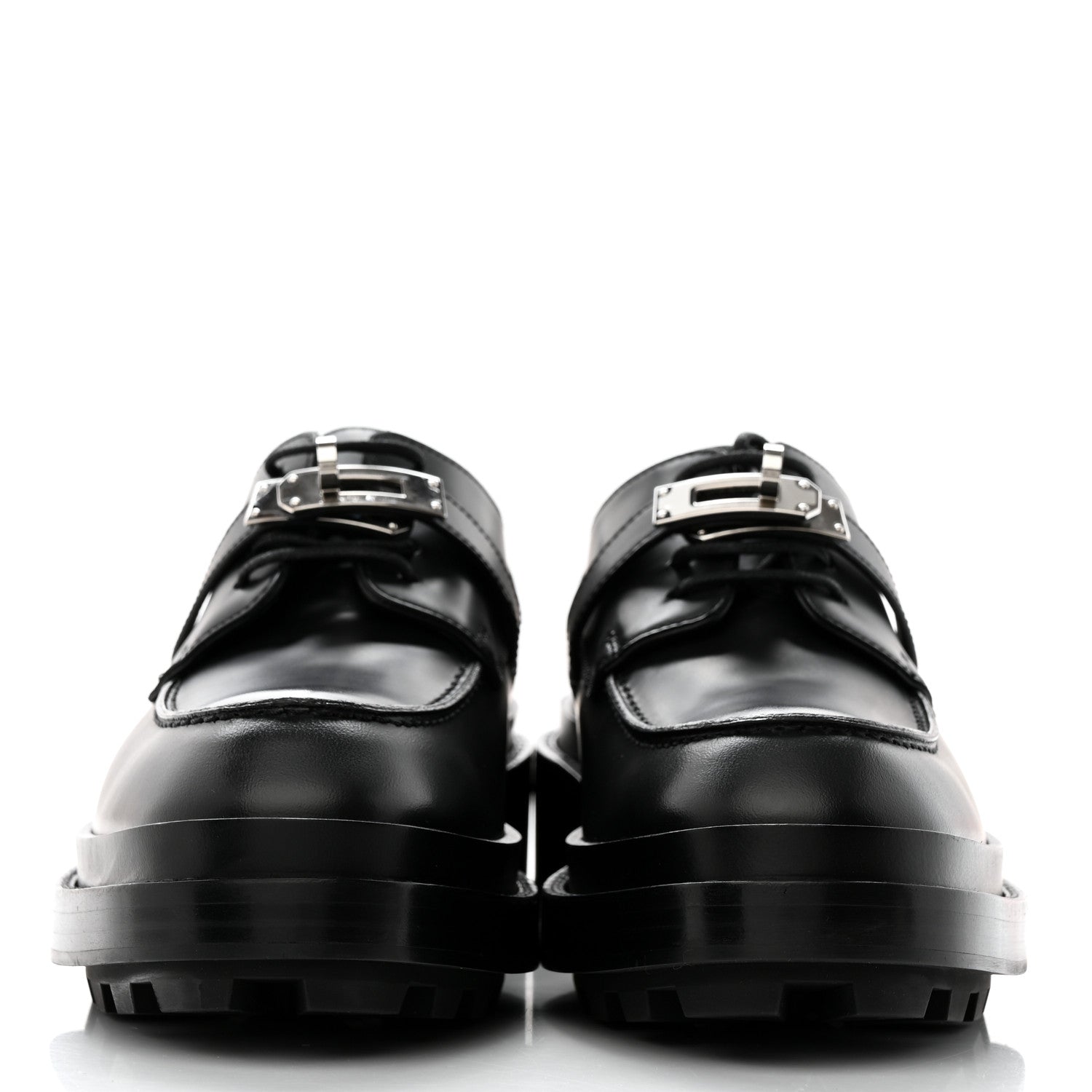 Hermes Calfskin First Derby Shoes 37.5 Black 2 of 9