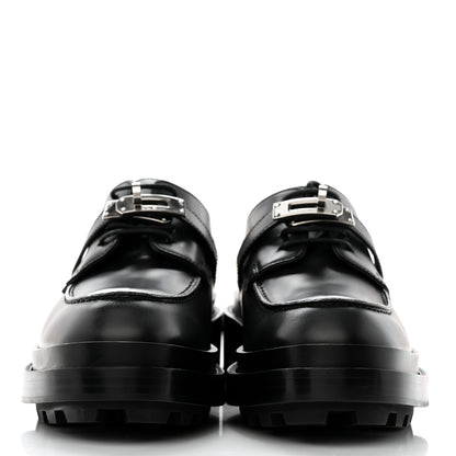 Hermes Calfskin First Derby Shoes 37.5 Black 2 of 9