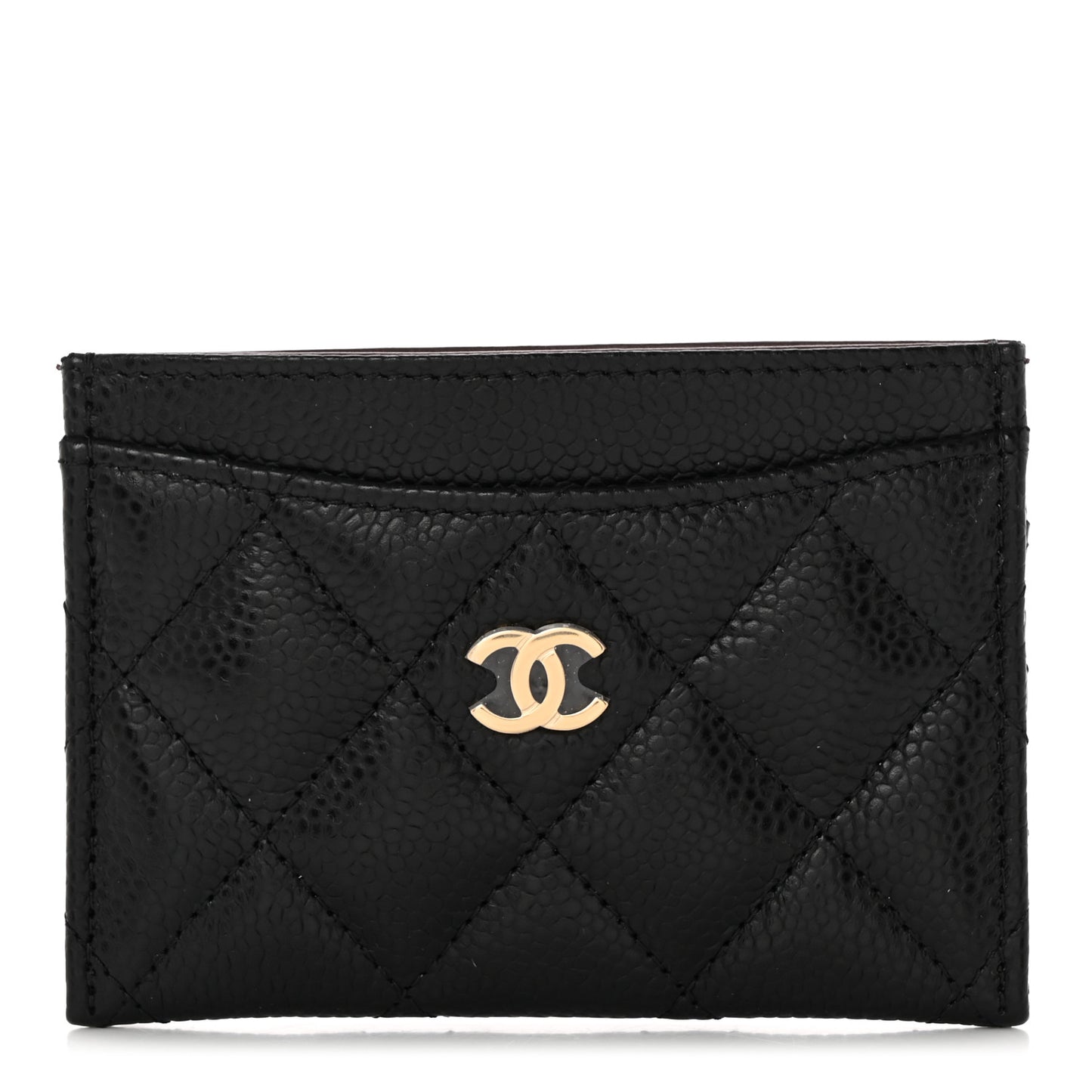 Caviar Quilted Card Holder Black