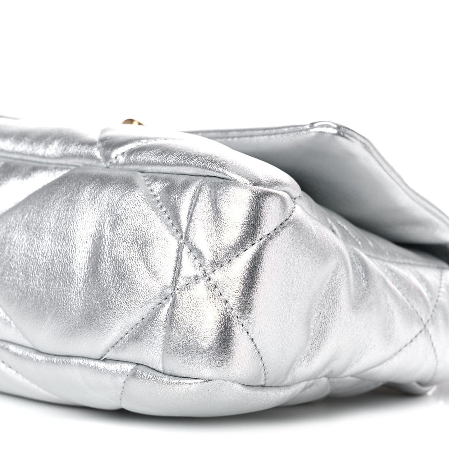 Metallic Goatskin Quilted Medium Chanel 19 Flap Silver