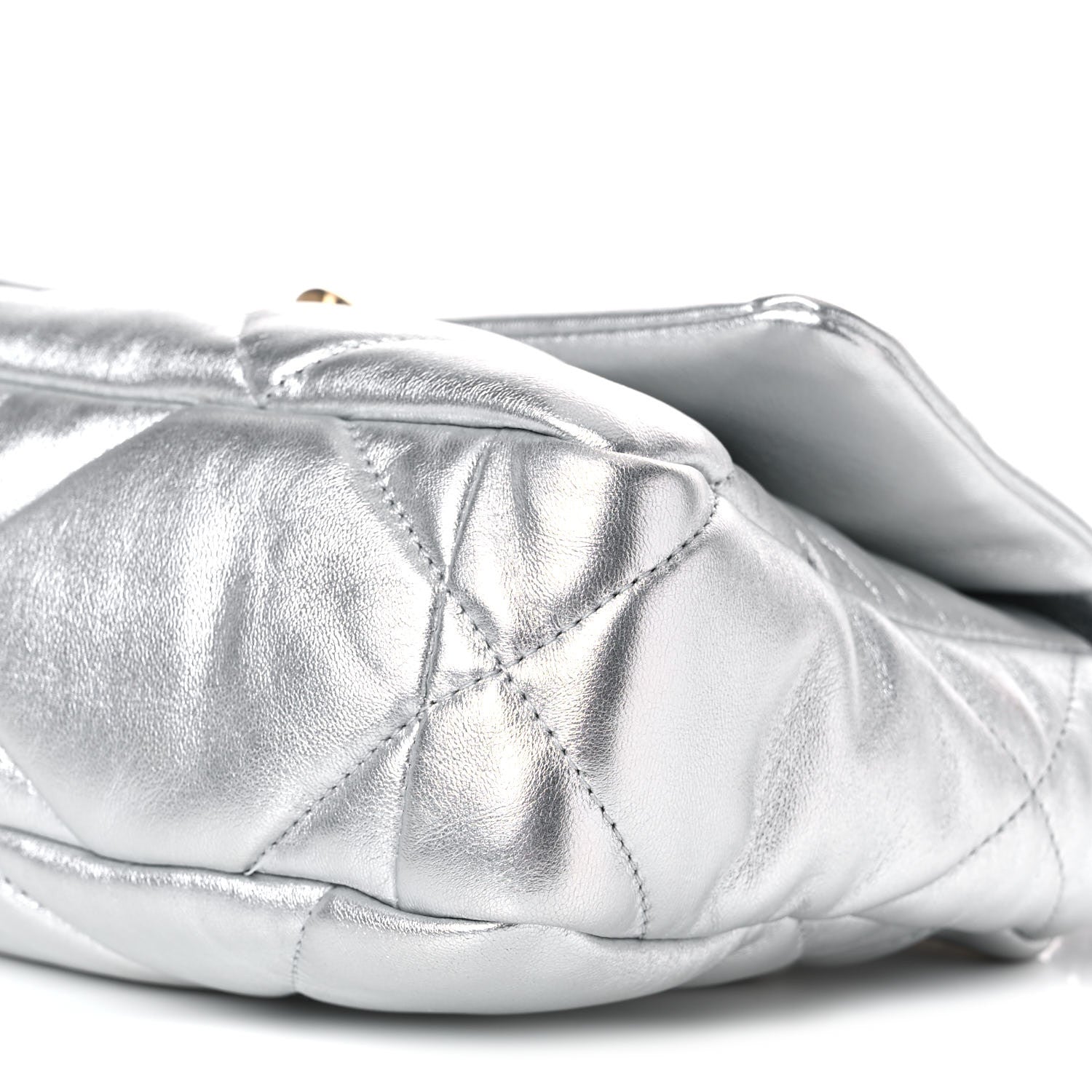 Chanel Metallic Goatskin Quilted Medium Chanel 19 Flap Silver 9 of 13