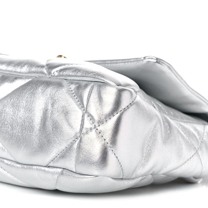 Chanel Metallic Goatskin Quilted Medium Chanel 19 Flap Silver 9 of 13