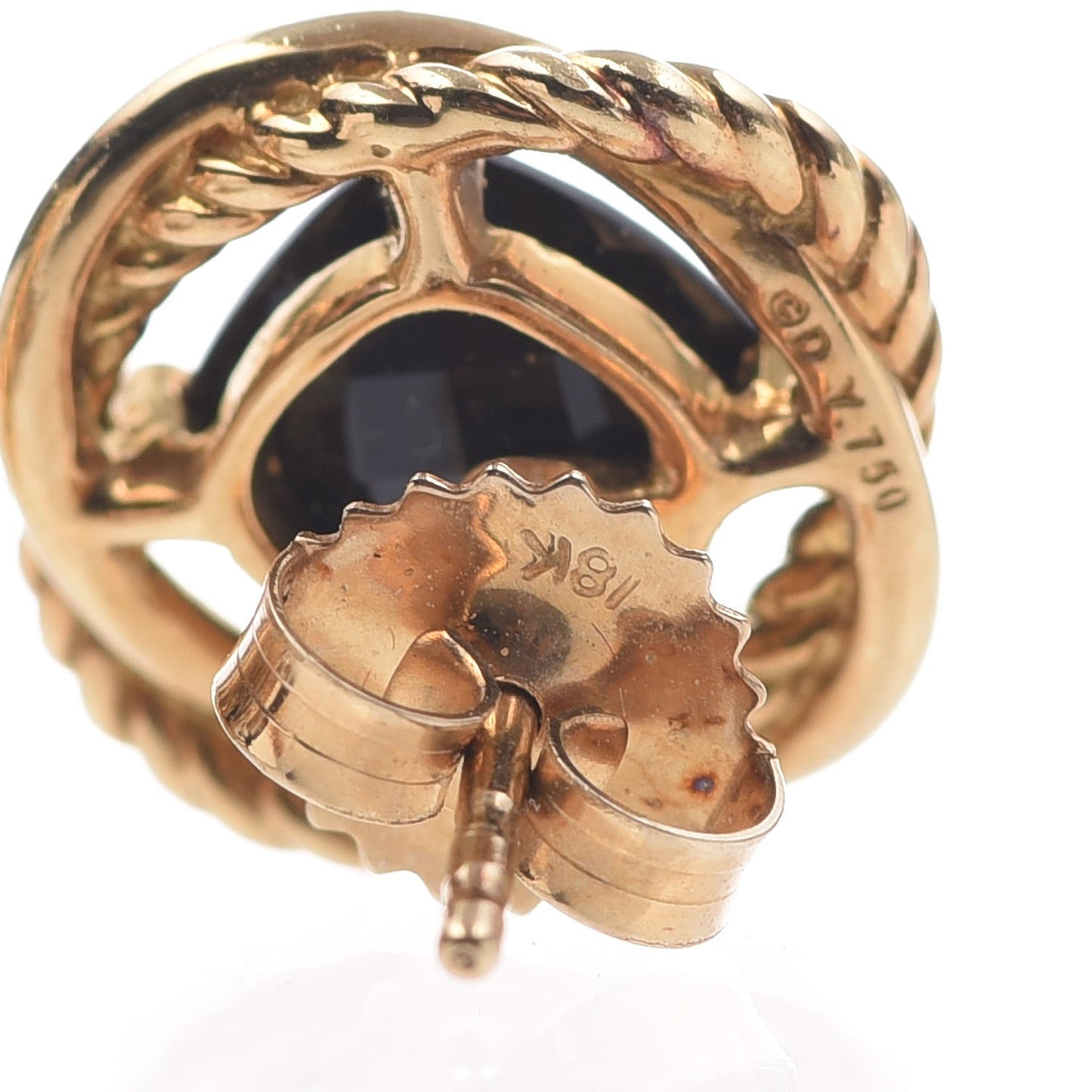 18K Yellow Gold Black Onyx 7mm Infinity Earrings