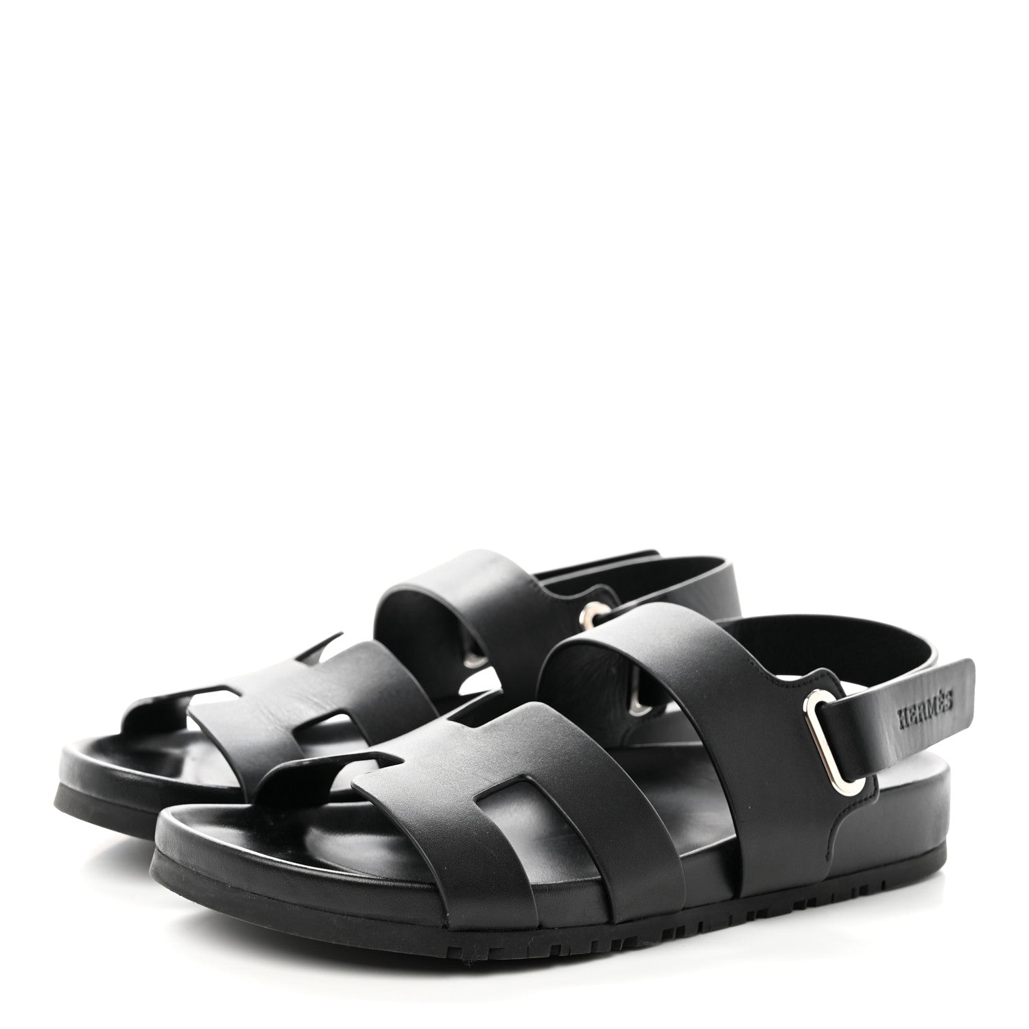 Hermes Calfskin Womens Takara Sandals 38 Black 3 of 12