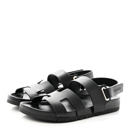 Hermes Calfskin Womens Takara Sandals 38 Black 3 of 12
