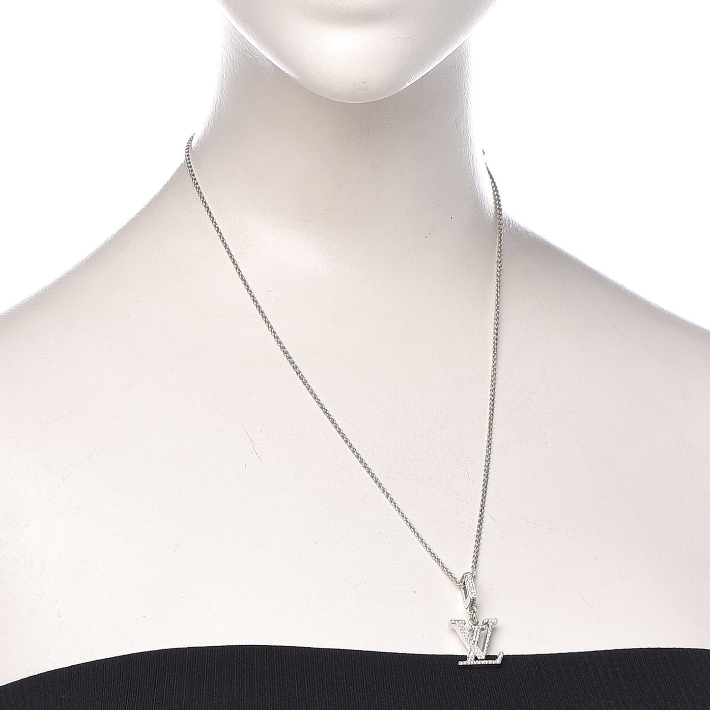 18K White Gold Diamond Logo Necklace