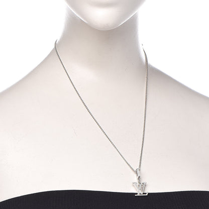 Louis Vuitton 18K White Gold Diamond Logo Necklace 2 of 8