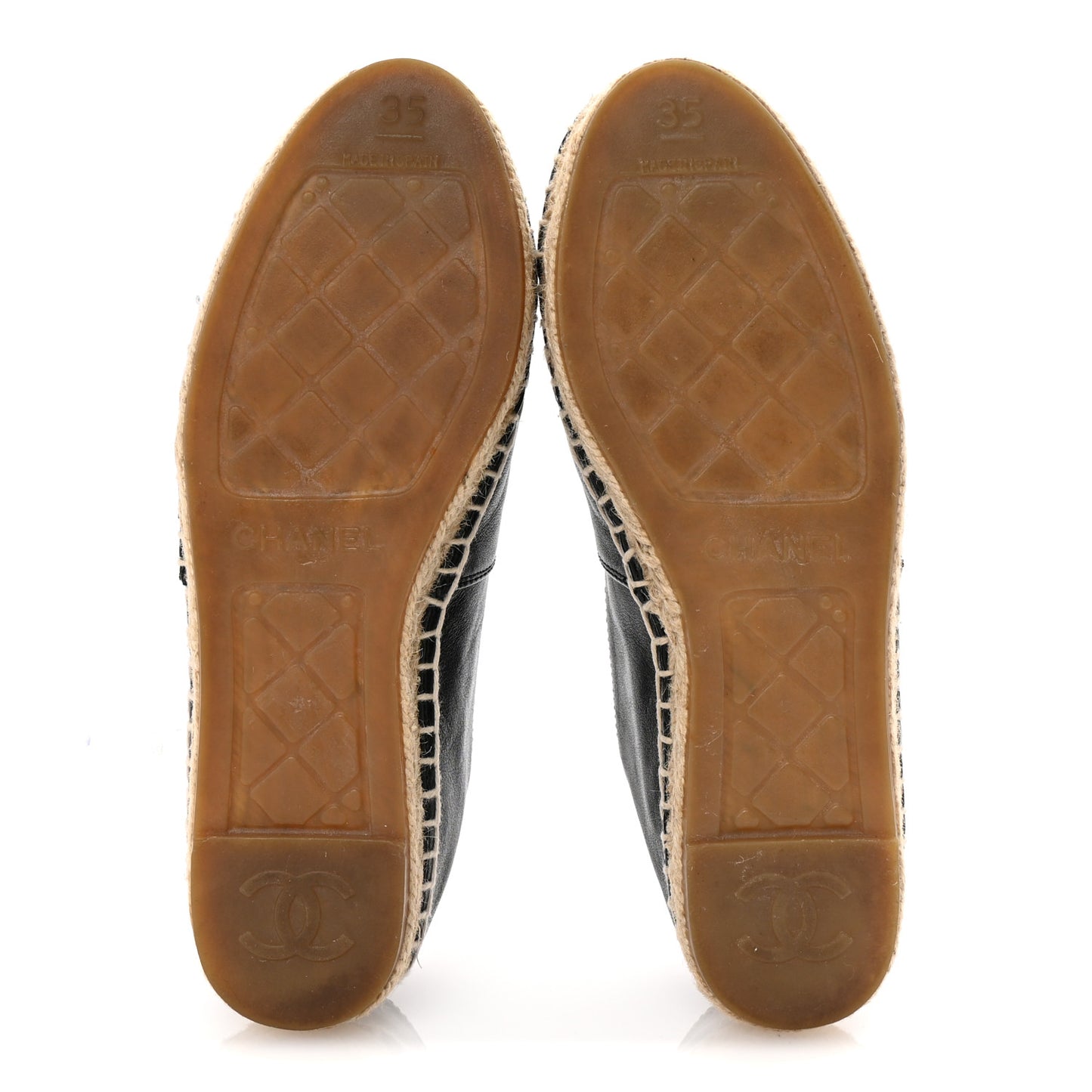 Calfskin Chain CC Espadrilles 35 Black