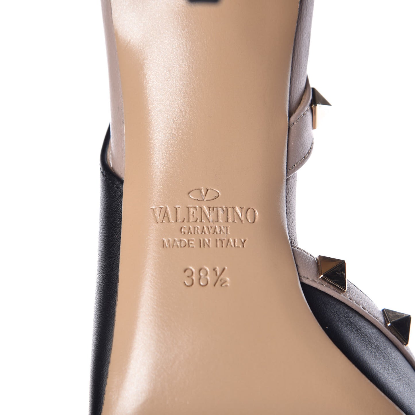 Nappa Rockstud Half D'Orsay Slingback 85mm Pumps 38.5 Black Poudre