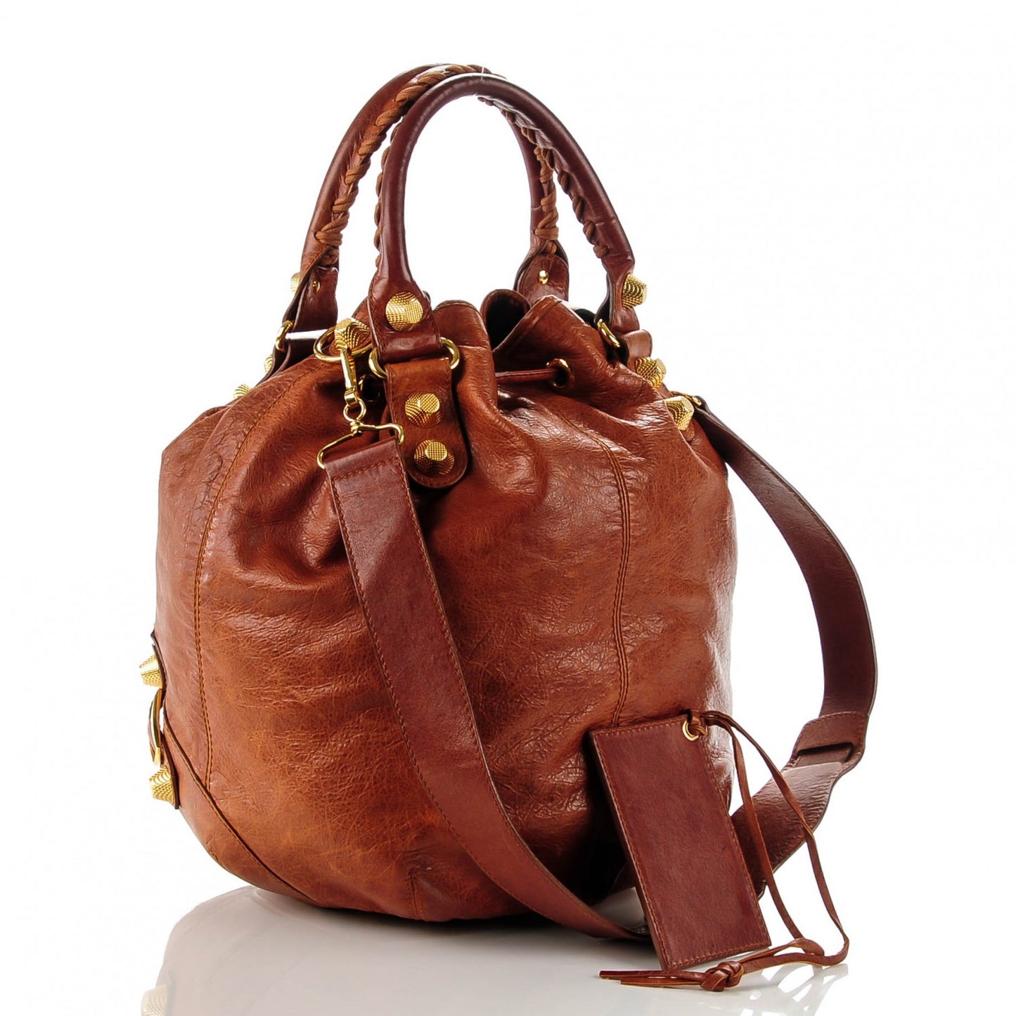 Agneau Giant 21 Gold Hardware Pompon Sienna