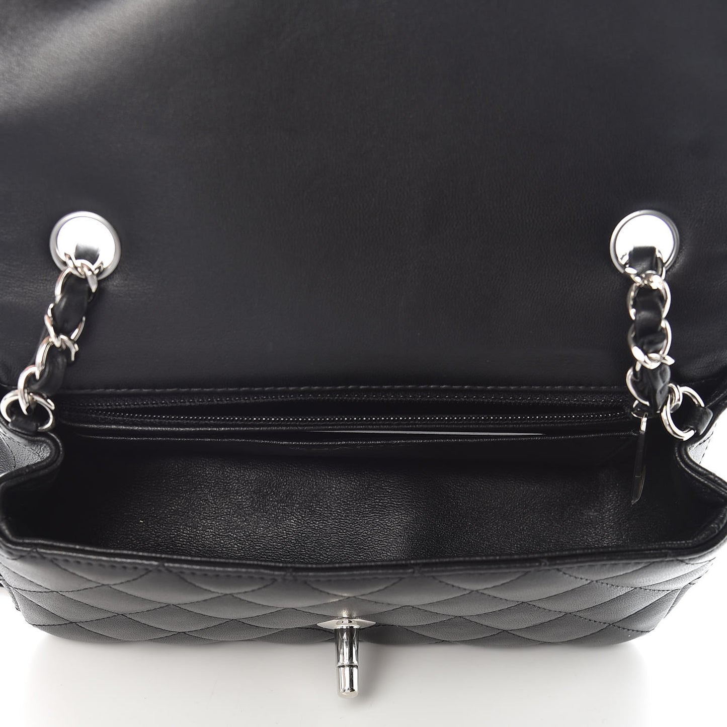 Lambskin Quilted Mini Rectangular Flap Black