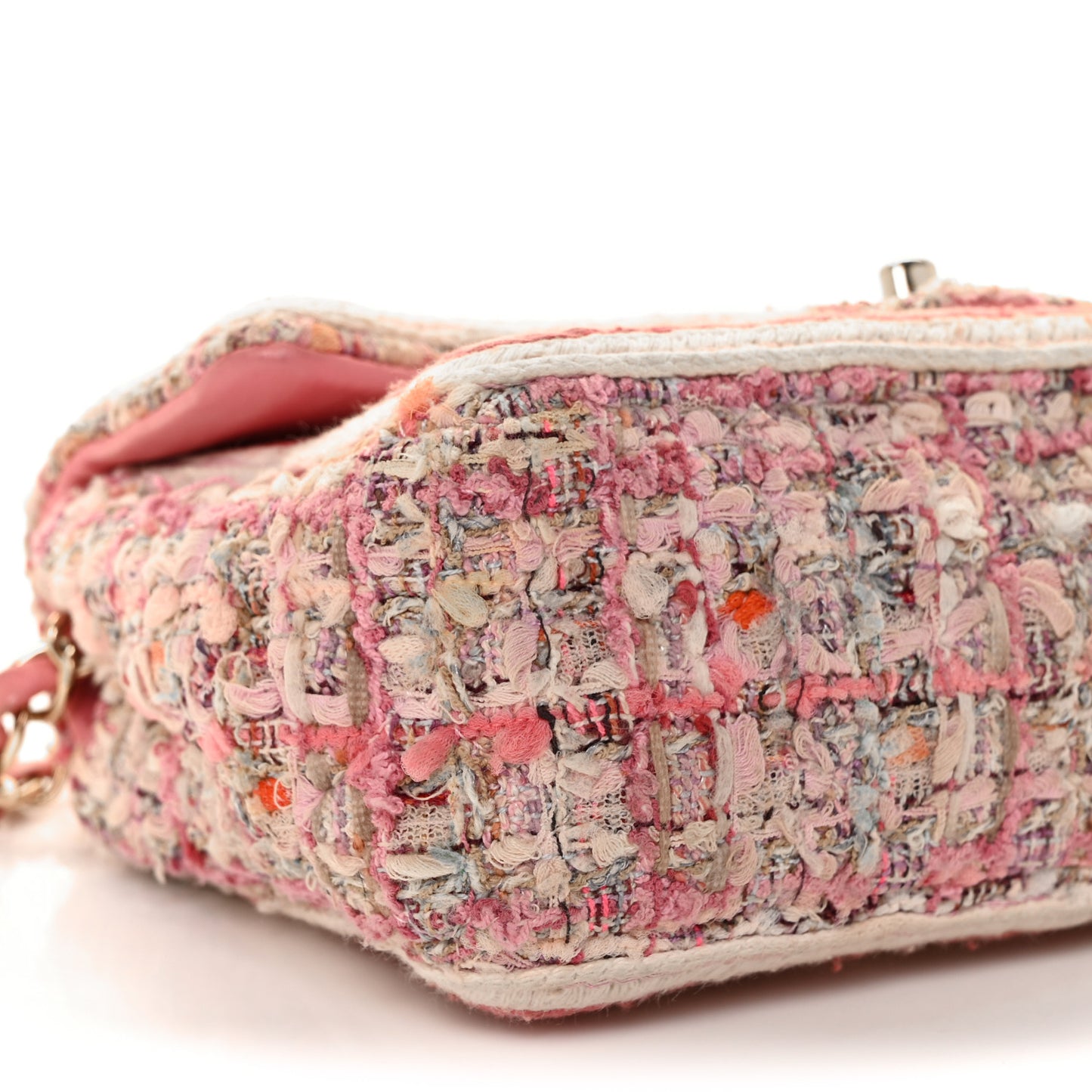 Tweed Braid Mini Flap White Pink