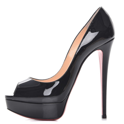 Christian Louboutin Patent Lady Peep 150 Pumps 39 Black 1 of 11