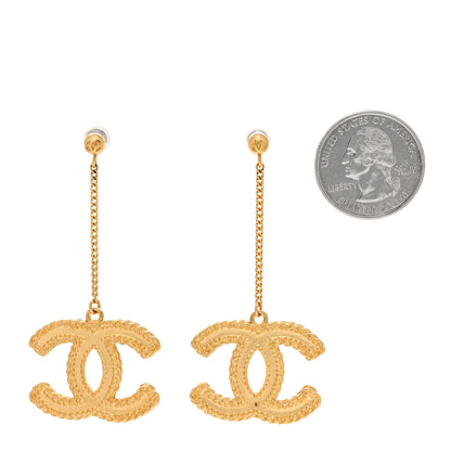 Chanel CC Drop Earrings Matte Gold 2 of 6