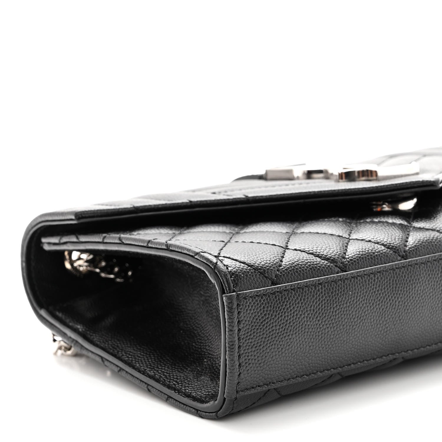 Saint Laurent Grain De Poudre Textured Mixed Matelasse Triquilt Small Monogram Satchel Black 7 of 8