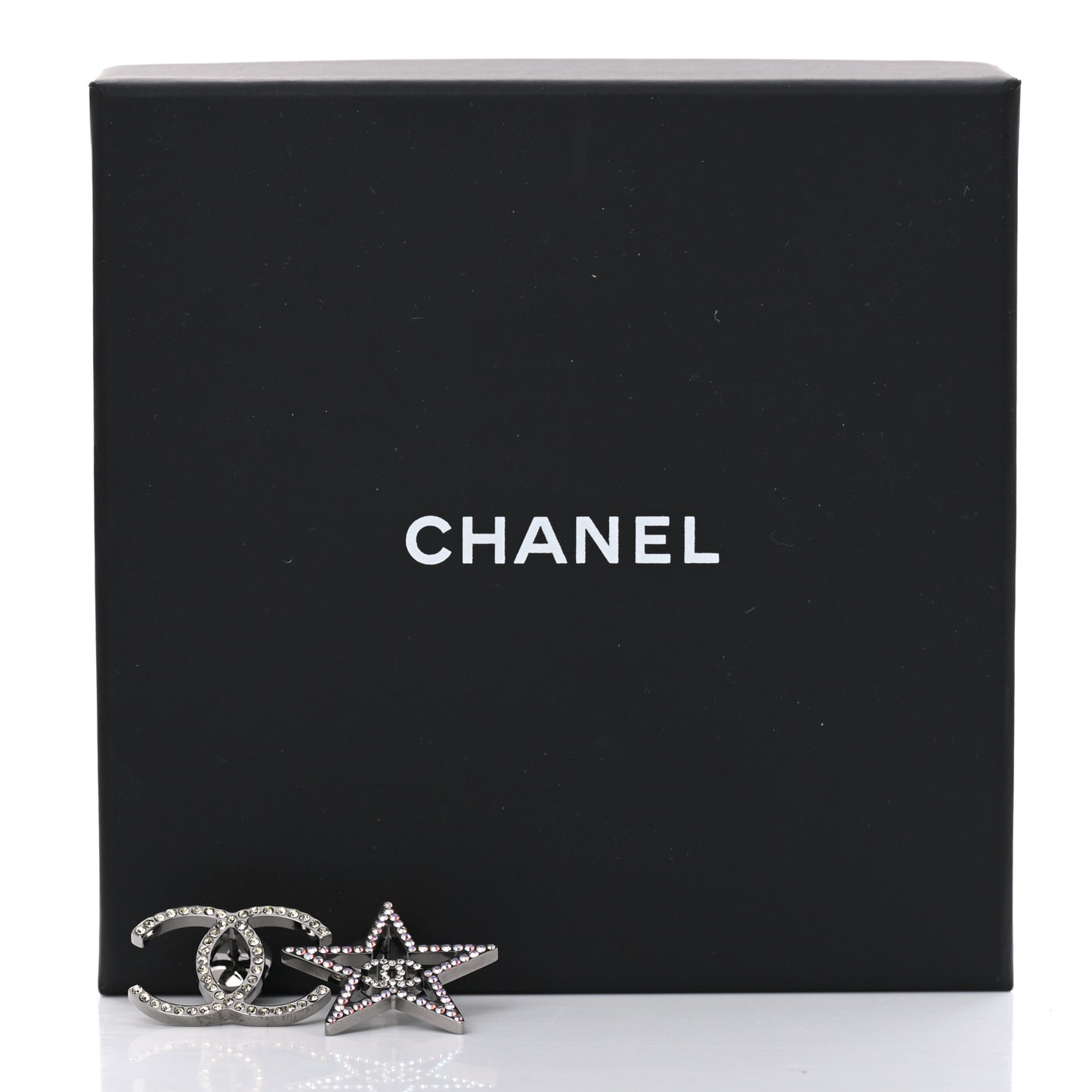 Crystal CC Star Pin Brooch Set Silver