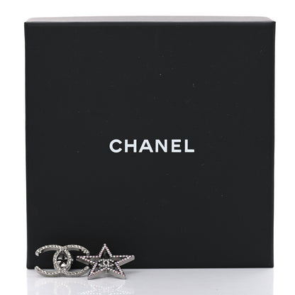 Chanel Crystal CC Star Pin Brooch Set Silver 5 of 5