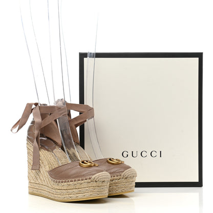 Gucci Nappa Matelasse GG Marmont Ankle Wrap Platform 35/120mm Espadrille Wedges 38.5 Porcelain Rose 10 of 10