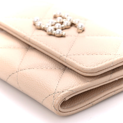 Chanel Caviar Pearl Quilted Coco Candy Flap Card Holder Beige 11 of 11