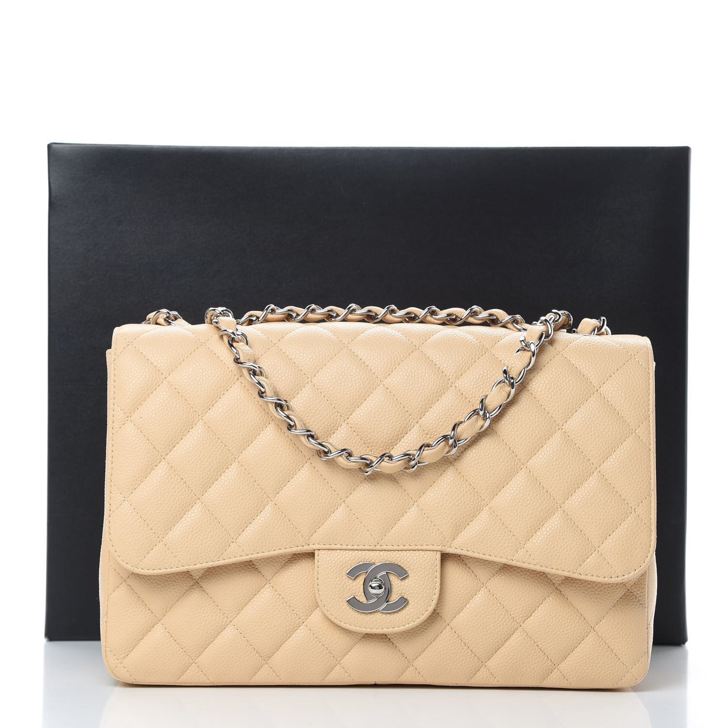 Chanel Caviar Quilted Jumbo Single Flap Beige Clair 12 of 12