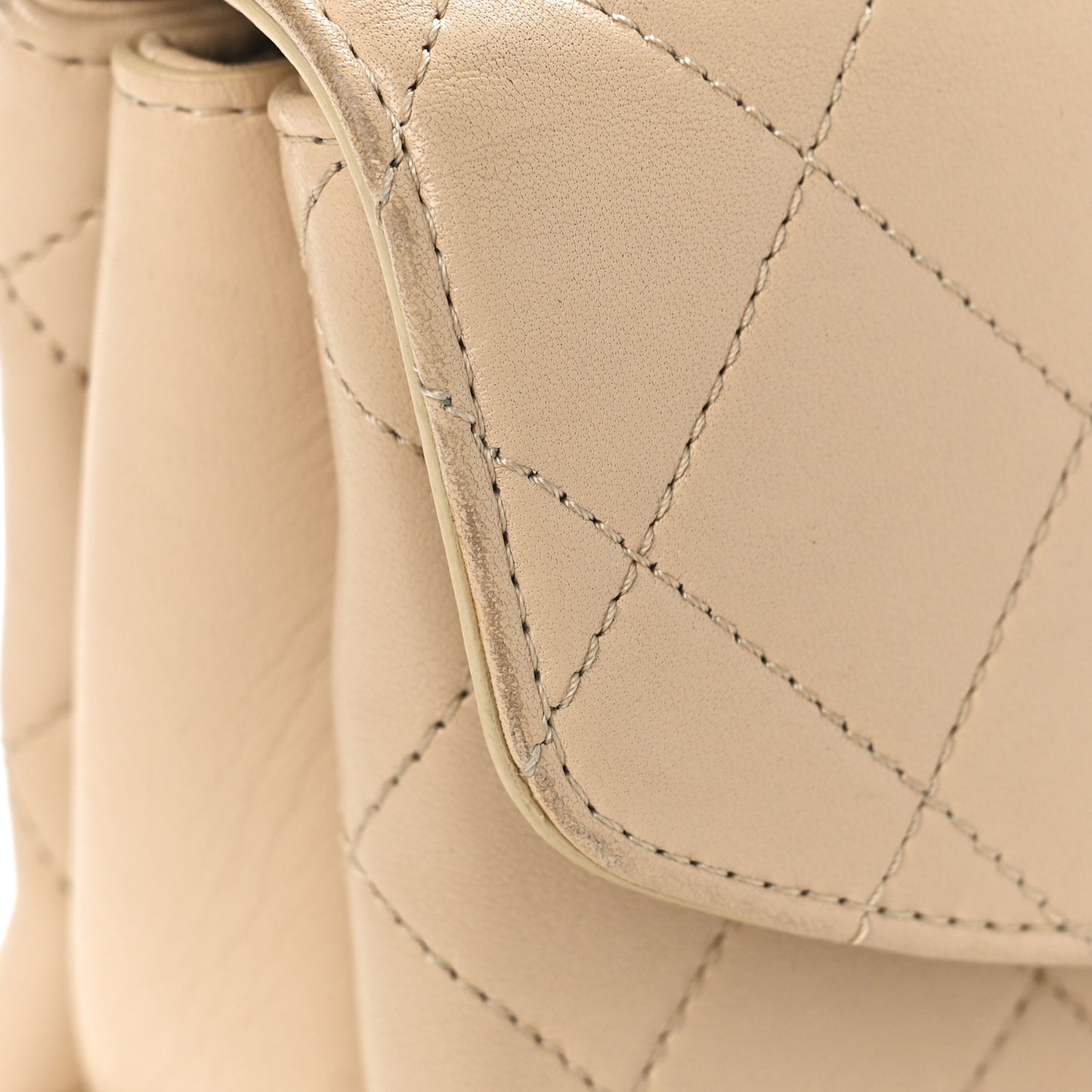 Lambskin Quilted Small Trendy Spirit Top Handle Bag Beige Beige
