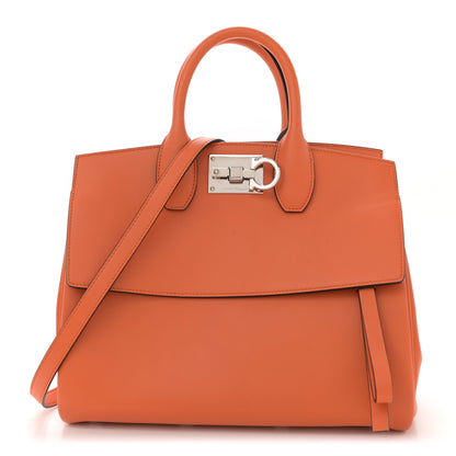 Salvatore Ferragamo Calfskin Medium Studio Bag Orange 1 of 12