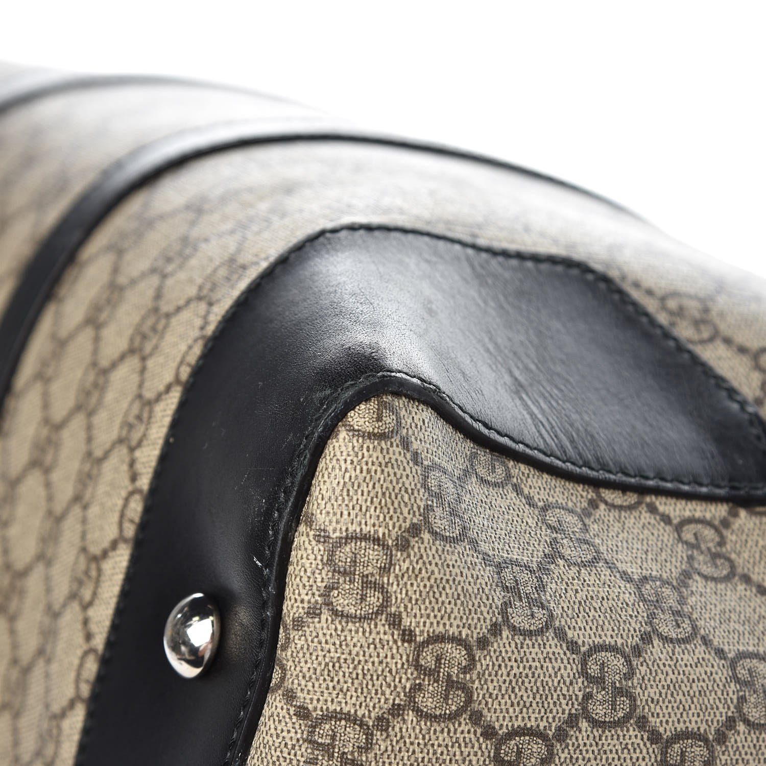 Gucci GG Supreme Monogram Selleria Calfskin Medium Duffle Beige Ebony Black 11 of 15